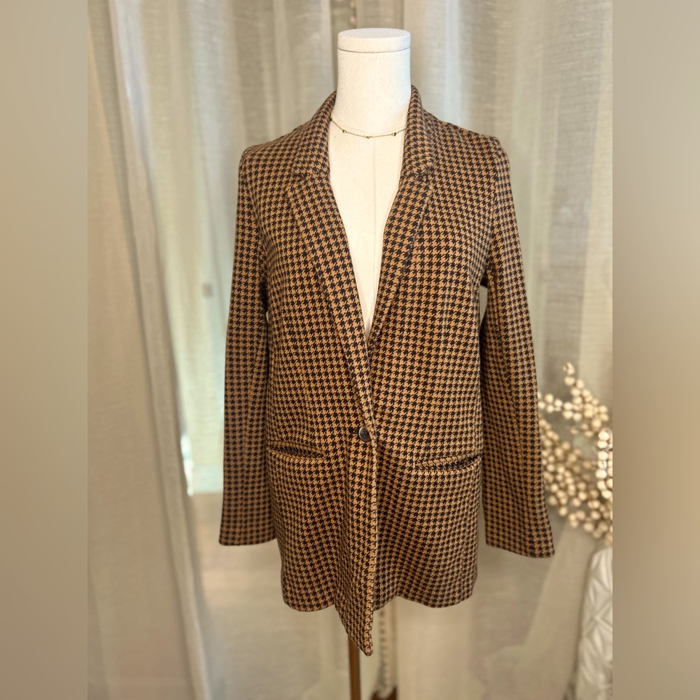 Old Navy Brown and black oversized Houndstooth Jersey Knit Blazer shacket small